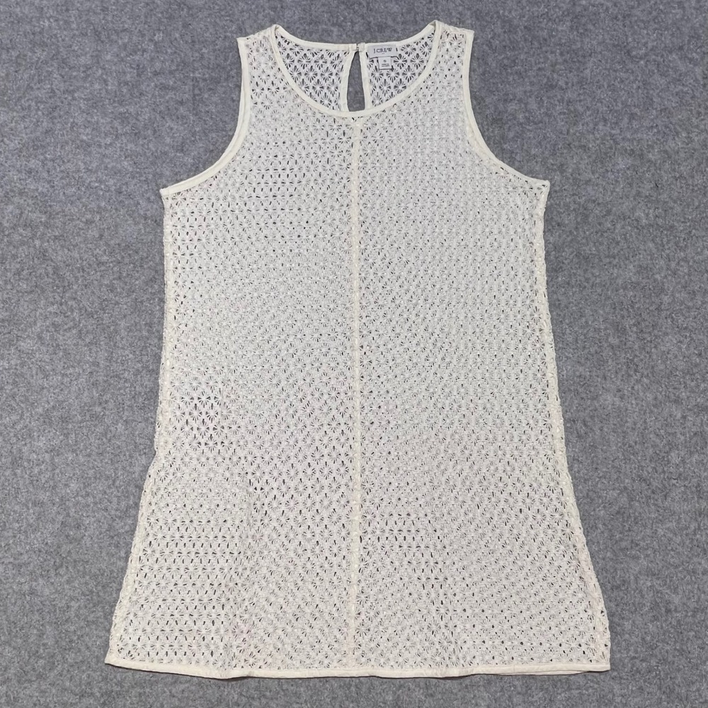 J.Crew Womens Small Ivory Floral Crochet Lace Sleeveless Tunic Tank Top Cover Up